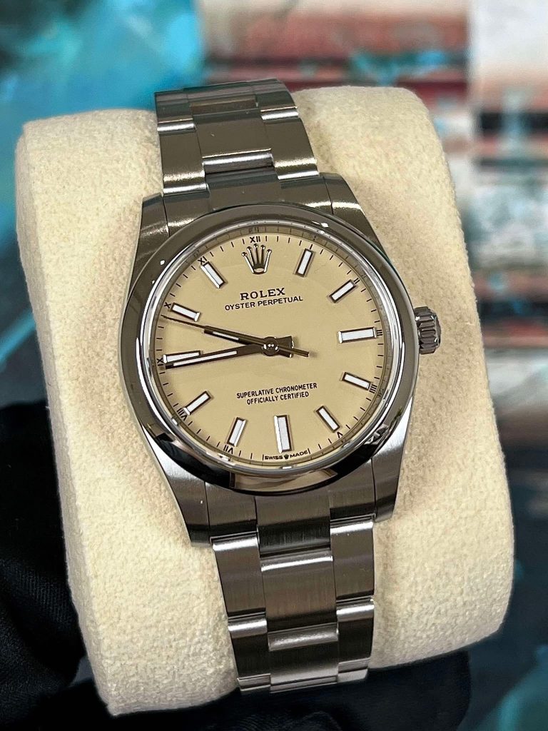 2025 Rolex Oyster Perpetual Beige Dial 34mm - Brand New - 124200